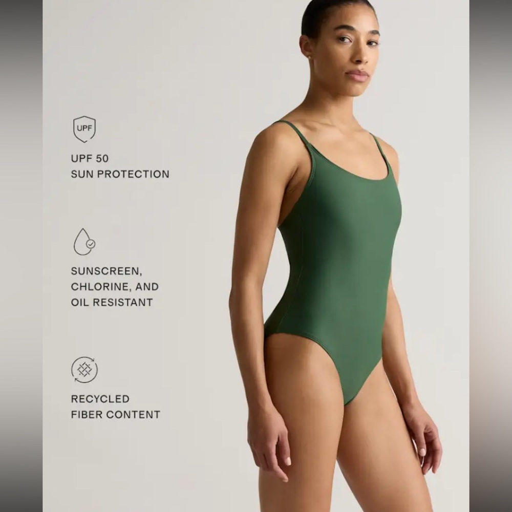 Quince Green Italian Cami One-Piece Swimsuit M